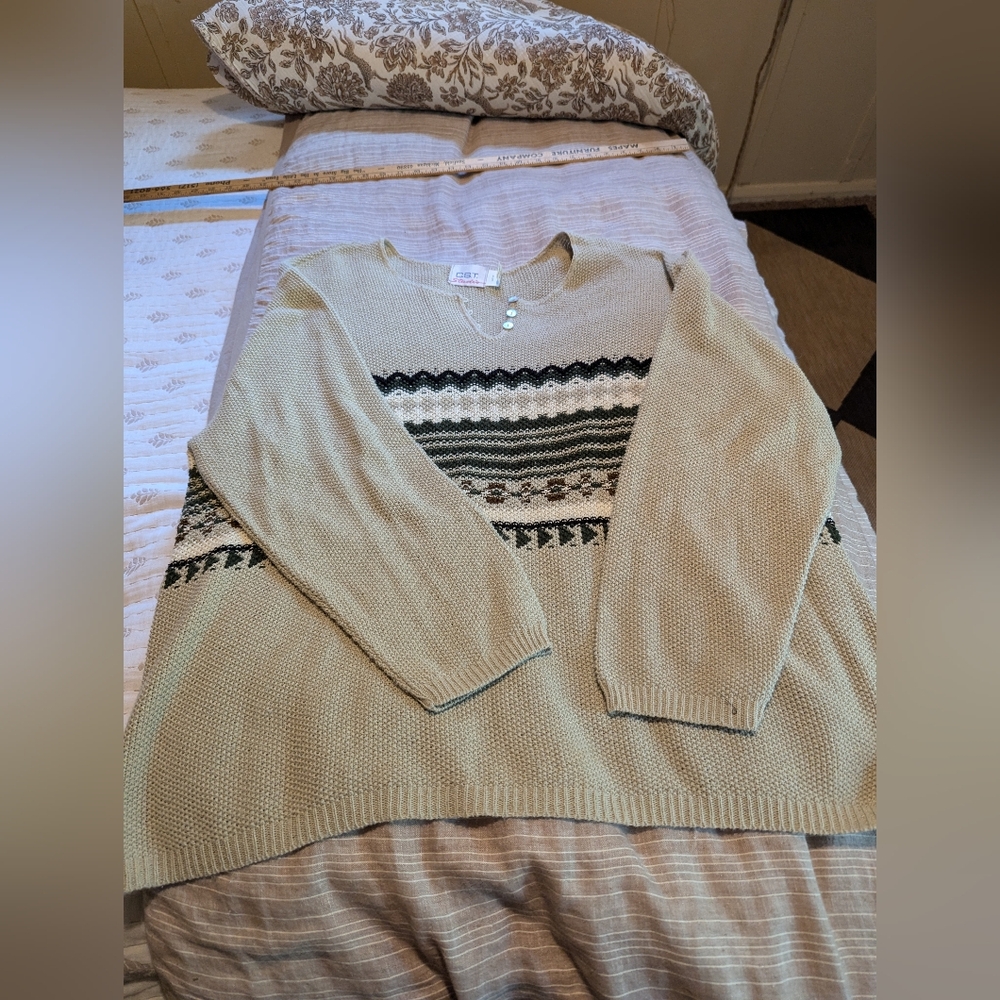 Vintage C. S. T notch collar studio sweater with stripe